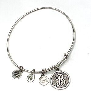 Alex and Ani Initial B Charm Bracelet Silver Finish - Expands 2"- 3.5"